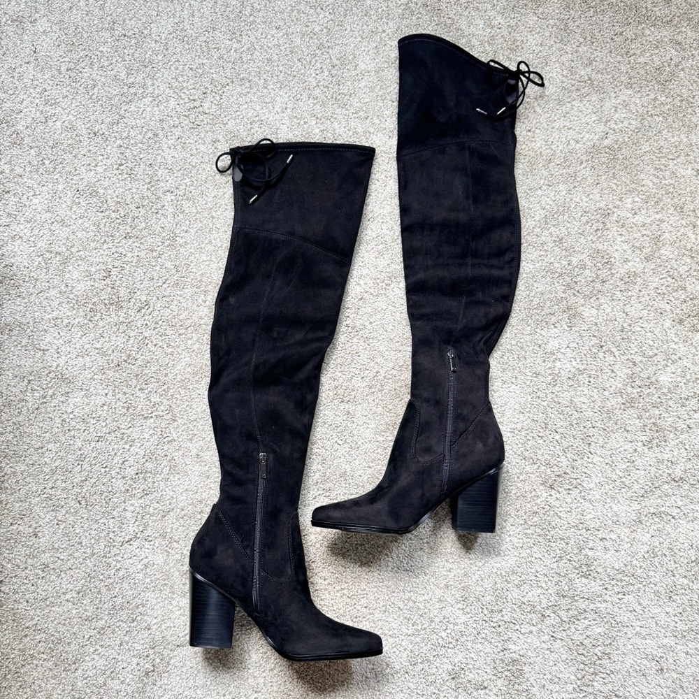 Marc Fisher Black Over-the-Knee Boots with Block Heel
